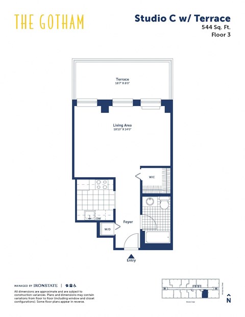 a floor plan of a studio unit
